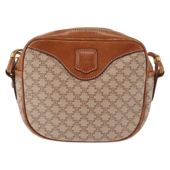 CELINE Macadam Canvas Shoulder Bag Pvc Beige Gold - Picture 2 of 13